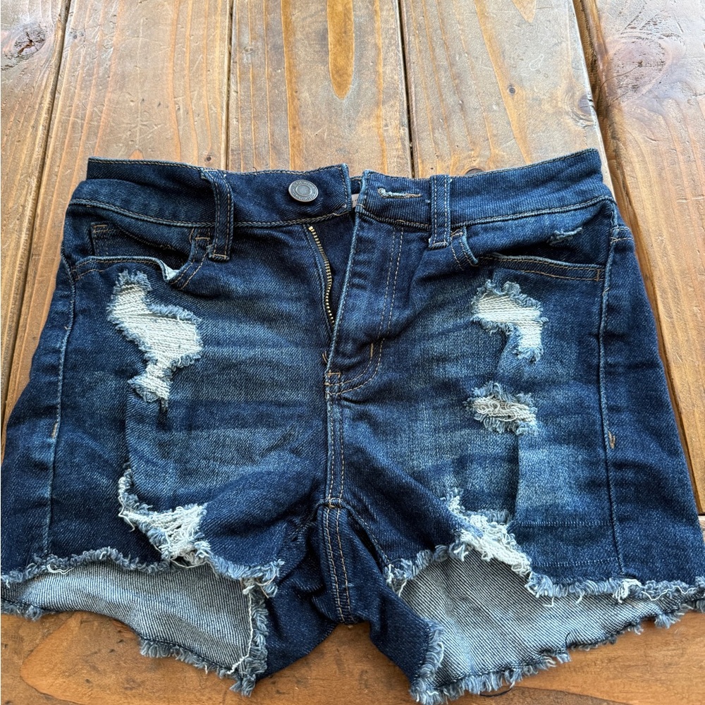 SO Dark Blue Distressed Jean Shorts